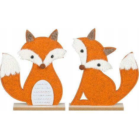 Dekorative Fuchsfigur aus Filz auf Holz, 25 x 1 x 31 cm, Herbstdekoration
