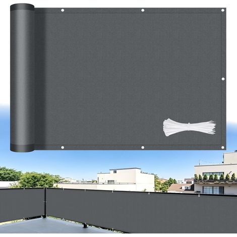 Brise Vue pour Balcon 100x300cm,Cache Vue Opaque Imperméable avec Protection Anti-UV,Pare-Soleil Extérieur Jardin et Terrasse,avec Serre-câbles Inclus,Anthracite (1/5)