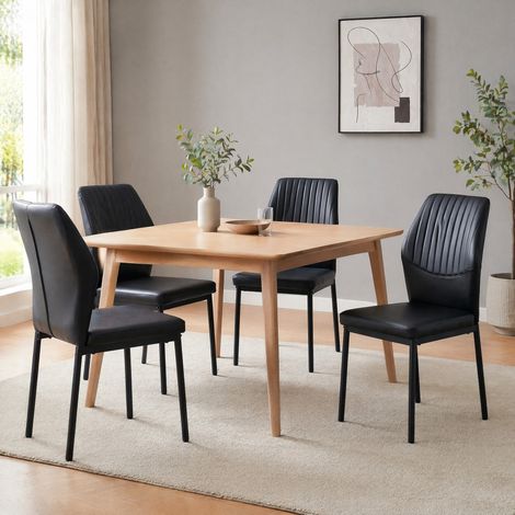 MEUBLIV 4er-Set Esszimmerstühle 63 x 51,5 x 62 cm Schwarz – gerillte Rückenlehne (1/5)