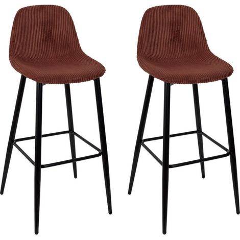 Lot de 2 Chaises de Bar Côtelé "Scott" 100cm Terracotta (1/5)