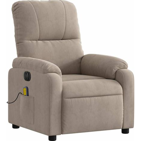 Sillón de relajación con función de masaje y reclinable 6 puntos de masaje en tela color topo DEC027859 (1/5)
