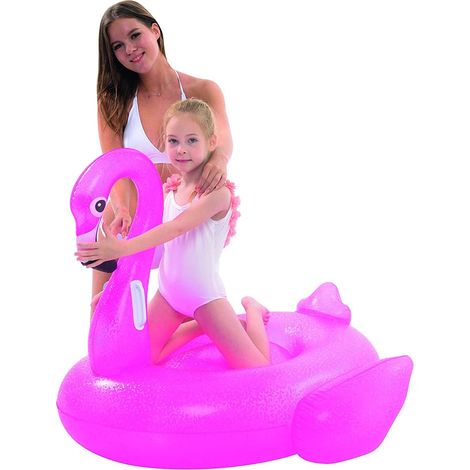 Fenicottero Cavalcabile Gioco Gonfiabile Bambini 110x102cm Mare Piscina Spiaggia (1/3)