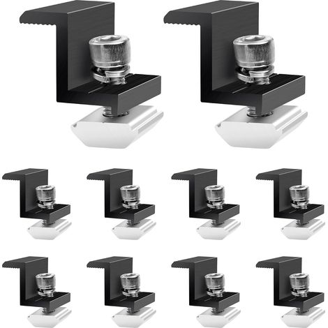 10er-Pack Solarmodulhalterungen – 30-mm-Endklemme – Schwarz – Solarmodulmontage – Z-Halterung – Verstellbare Klemme – Solarmodulhalterung für Photovoltaik-Anlagen (1/5)