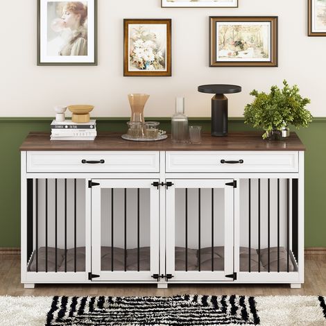 Grande caisse pour chien pour l'intérieur,164x80x60cm,PB-planche + fer à repasser,Box pour chien avec 2 portes cage de transport,Box de transport pour chien (1/5)
