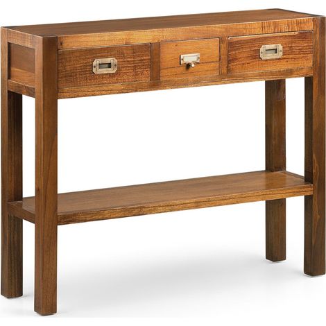 Console en bois massif de Mindy 3 tiroirs 1 tablette ORKA 95cm (1/5)
