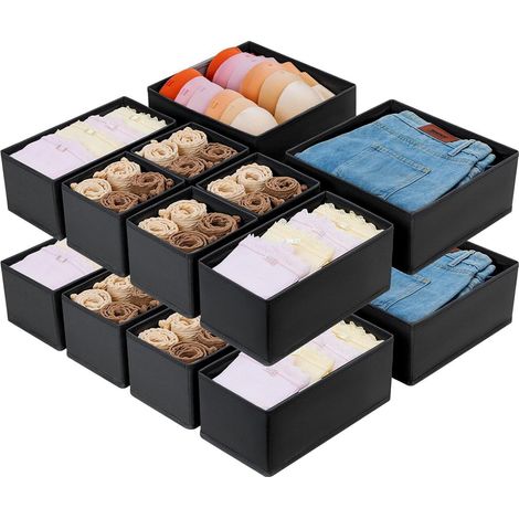 Schrank Organizer Unterwäsche Aufbewahrungsbox Stoff 16 Stück Schwarz (1/5)