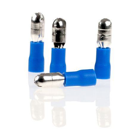 alca® Rundstecker blau 4,0mm 10St. 1,5-2,5 mm² AWG 16-14 teilisoliert männlich Rundsteckhülsen Quetschkabelschuhe Steckverbinder