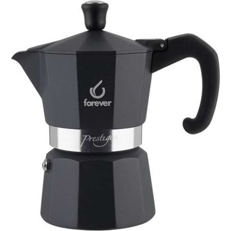 Forever 120228 Miss Moka Noblesse Caffettiera Moka 3 Tazze Alluminio Guarnizione Silicone colore Grigio