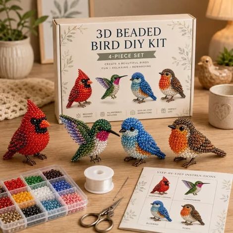 Kit de loisirs créatifs 3D en perles pour créer des animaux mignons. Kit de perles fait main pour adultes et adolescents. (1/5)