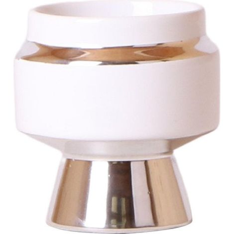 Cache-pot Chic en Céramique Blanche avec Détails Argentés pour Plantes et Orchidées Ø 6 cm - PANGIVO (1/5)