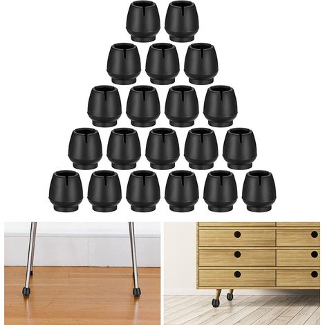Lot de 20 protège-pieds de chaise antidérapants pour tabourets - Noir - Taille 6 (1/5)