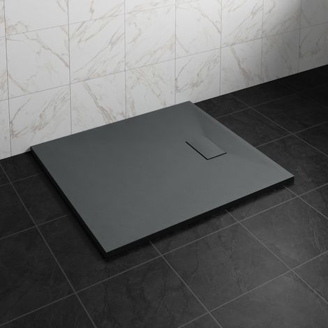 NRG 1200 x 900mm SMC Anthracite Rectangle Slate Effect Bathroom Shower Tray (1/5)