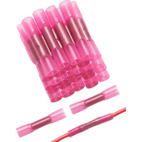 40 Pièces Cosse Thermorétractable Étanche Connecteur Bout à Bout à Sertir Isolant pour Câble Électrique Auto Marine Cosse Électrique Raccord Thermorétractable Adhésif Rose (1/5)