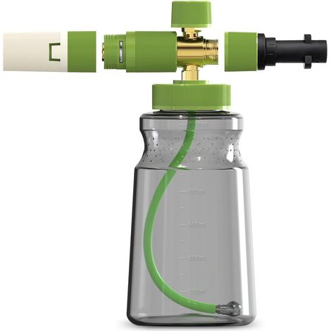 Lance à mousse à neige en laiton massif pour nettoyeur haute pression Karcher, canon à mousse avec buse de pulvérisation réglable, embout de lavage puissant, bouteille transparente pour (1/5)