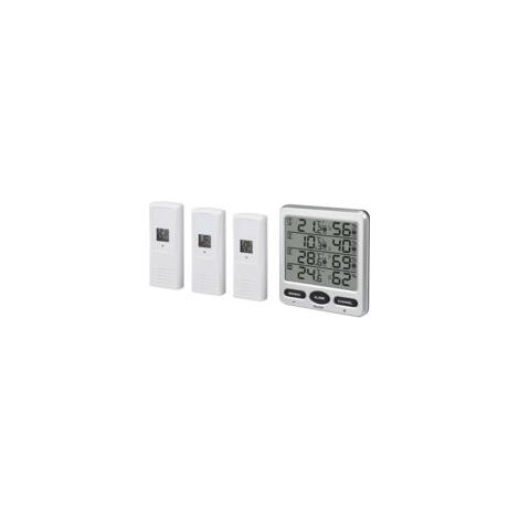 Houhence – Termoigrometro wireless per interni/esterni con display LCD, 433 MHz – 8 canali – 3 sensori – Allarme comfort – Intervallo di temperatura di funzionamento da -50°C a 70°C – Crezuo