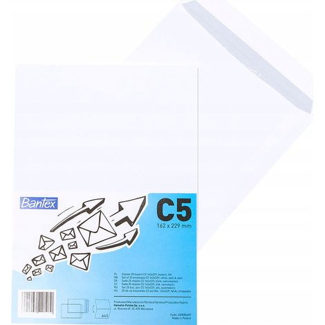 Sobres C5 blancos HK 162x229mm BANTEX 25 unidades. (1/5)