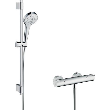 Hansgrohe Croma Select S - Set de douche avec thermostat Ecostat, 2 jets, chrome 27833400 (1/8)