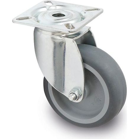 RUEDA GIRATORIA AGILA ARO DE GOMA Ø75 PLÁSTICO ZINCADO DOBLE HILERA DE BOLAS. SIN ANTHILO.