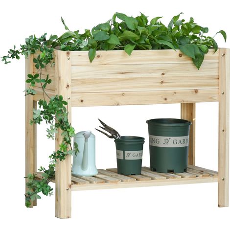 Wooden Raised Plant StOutdoor Flower Bed Box with Clapboard 100 x 40 x 84cm (1/5)