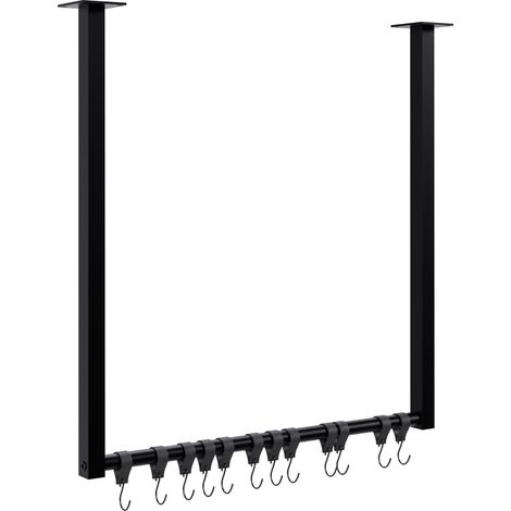 Perchero/barra para colgar ropa con 12 ganchos 60x60 cm acero con recubrimiento de polvo negro 100009015 (1/4)