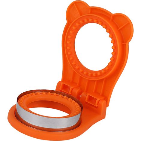 Découpeuse à sandwich ronde en acier inoxydable avec protection des mains, coupe-biscuits, petits pains et poches à sandwich orange (1/5)