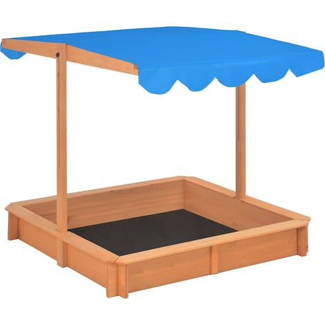 Bac à sable avec toit réglable Bois de sapin 115x115x115 cm (1/5)