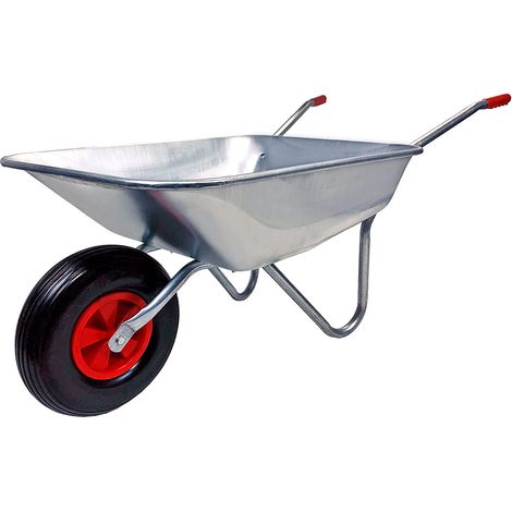 65L Wheelbarrow Wolf Heavy Duty Steel Garden Builders Barrow Pneumatic Wheel (1/4)