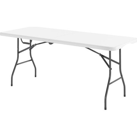Table pliante, table de camping pliable, métal, plastique, table de pique-nique, blanche, haute qualité pour une utilisation à long terme
