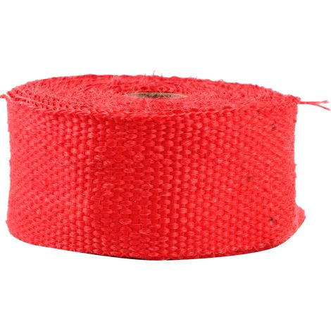 Ruban isolant thermique 5m en fibre de verre pour échappement auto moto, avec attaches en acier allié, rouge (1/5)