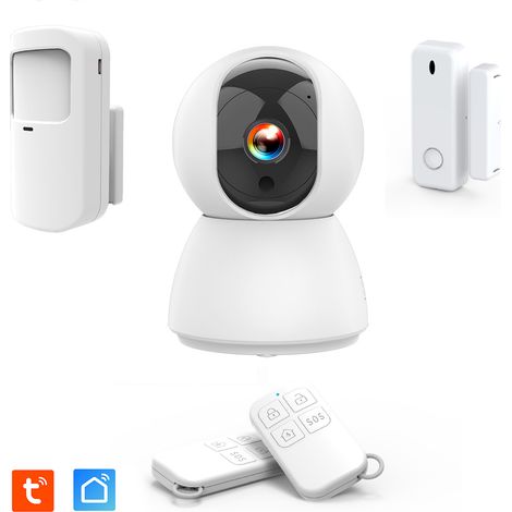 Kit d'alarme évolutif - KYF - 434Mhz - Wifi - Caméra IP PT 4MP avec sirene + Détecteur de mouvement/d'ouverture + 2 télécommandes (1/5)