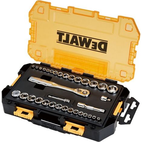 Dewalt 34-teiliger 1/4"- und 3/8"-Steckschlüsselsatz mit Ratsche