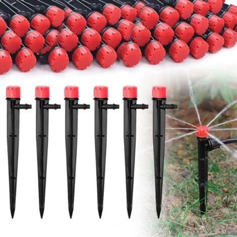 Adjustable Irrigation Dripper, 50 Pieces Irrigation Dripper 360 Degree Insertion 8 Holes Dripper Atomizer Equipment for Flower Beds, Gardens, Plant Lawn (1/5)