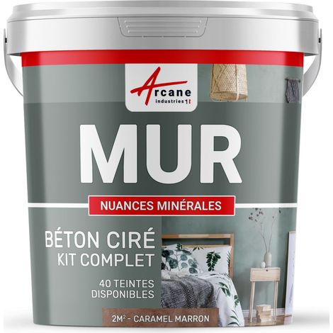 béton ciré, mur, couleur, enduit décoratif, enkit, gris, blanc, beige - 2 m² - Mate Caramel Marron - ARCANE INDUSTRIES