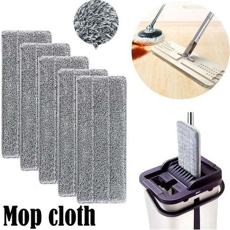 5 pièces Serpillères en Microfibre pour Balai Lave-Sol - Housse de Nettoyage de Rechange Vadrouille - La Tête de Ménage de Vadrouille pour Balai Plat - Nettoyage en Microfibre - Lingettes de Nettoyag