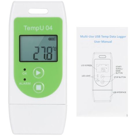 QORVA- Enregistreur de données, enregistreur de température USB multi-usage, enregistreur de température réutilisable, avec une capacité d'enregistrement de 32 000