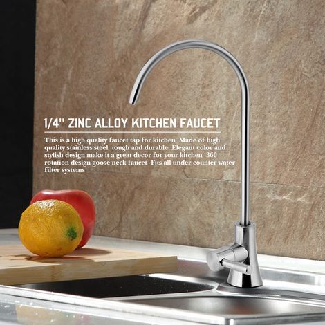 Robinet de cuisine chromé en alliage de zinc 1/4'' avec filtre à eau potable par osmose inverse (RO). (1/5)