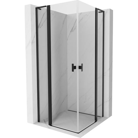 Mexen Mist L Duo Duschkabine schwenkbar 115 x 115 cm, transparent, schwarz - 8A4L-115-115-70-00