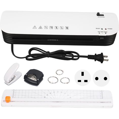 Laminator Machine 9in A4 Thermal Hot Cold Laminating Machine with Cutter for Home School Office UK Plug 220‑240V