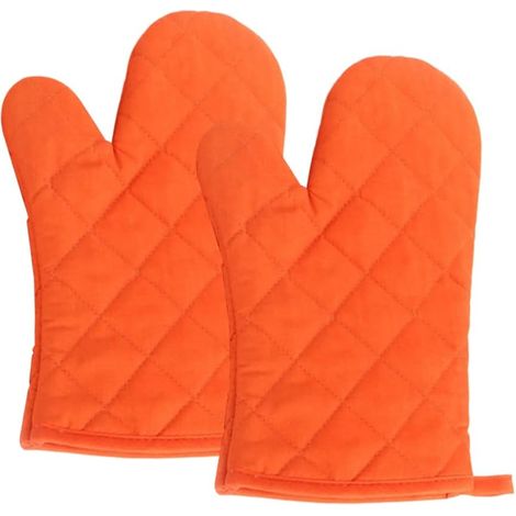 1 Paire Gant de Four Anti Chaleur Gant de Cuisine Protection Chaleur Gant de Manique Four Coton, Orange (1/5)