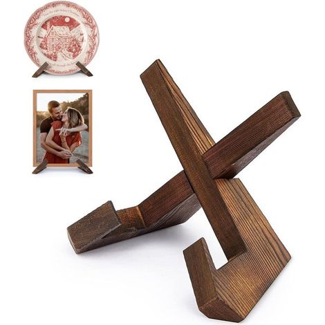Porte-assiette - Support pour assiette - Support pour cadre photo en bois - Présentoir - Support pour assiette - Chevalet décoratif de table - Support pour cadre photo - Porte-assiette en bois (1/5)