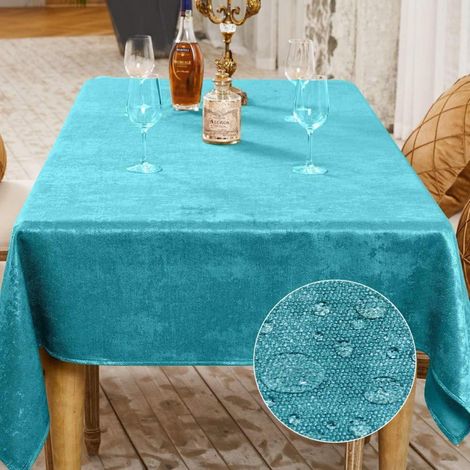 Nappe bleu marine 140x240 cm hydrofuge avec effet lotus
