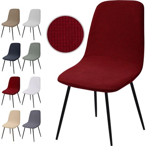 Stuhlhussen 2er Set Jacquard Stretch Weinrot für Esszimmerstühle (1/5)