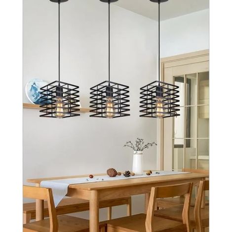 3PCS Retro Suspensions en Métal Lustre Lampe Industrielle pour Restaurant Salon Chambre (1/4)