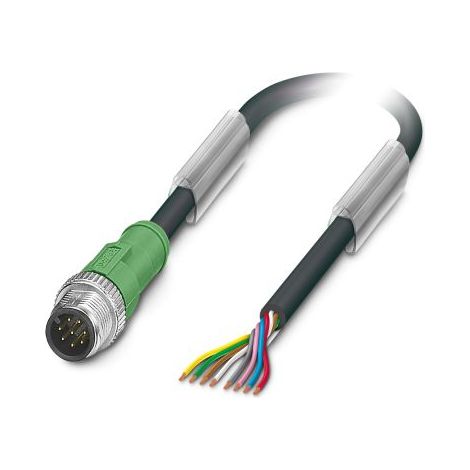 Câble d'actionneur Phoenix Contact 8 conducteurs , M12 Mâle pré-câblé, 3m ( Prix pour 1 )