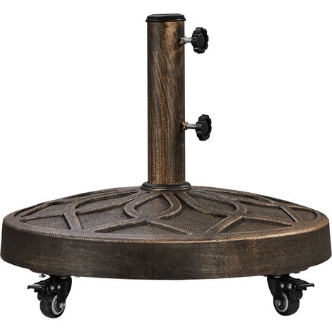 Yaheetech Base per Ombrellone Rotonda Esterno con Ruote e Manopola, Autopeso in Resina e Metallo Supporto 21 kg per Pali da Ø38mm e Ø48mm per Terrazza Balcone Giardino Spiaggia, Bronzo (1/5)