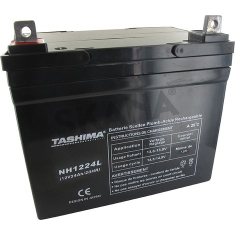 Batteria Tashima AGM 100% impermeabile 12V, 24A per trattore. L: 195, P: 130, H: 180, + a sinistra. - Batteria da mettere in acido Ava