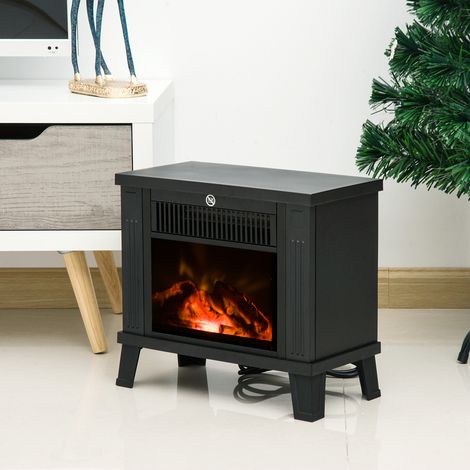 Caminetto decorativo con effetto fiamma e protezione contro il surriscaldamento per ambienti da 13 a 18 m², dimensioni 34x17x31 cm, colore nero. (1/5)