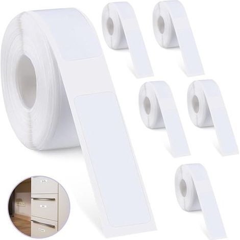 Étiquettes autocollantes thermiques 6 rouleaux – Étiquettes adhésives inscriptibles – Pour noms dates prix et rangement – Durables et faciles à utiliser – Blanches (1/5)