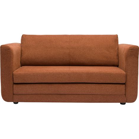 Zweisitzer-Schlafsofa aus strukturiertem Samteffektstoff in gebrannter Erde LEON (1/5)