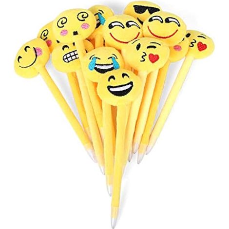 24 Stylos à bille Émoticônes, 21 cm Stylo Plume Original Doux Mignon pour Enfants Cadeau d'Anniversaire Sac de Fête Faveur de Fête